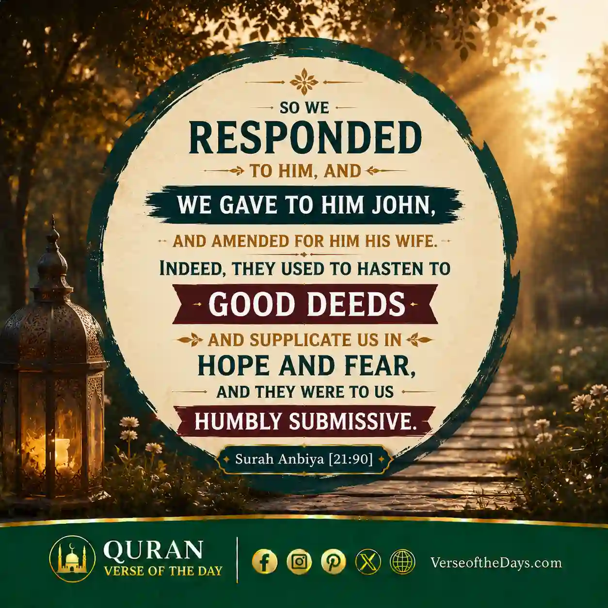 Surah Al-Anbiyaa Verse 90
